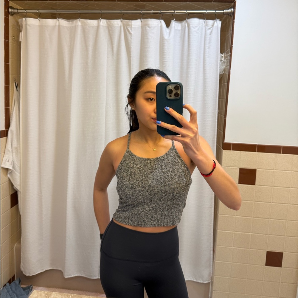 cropped gray tank top